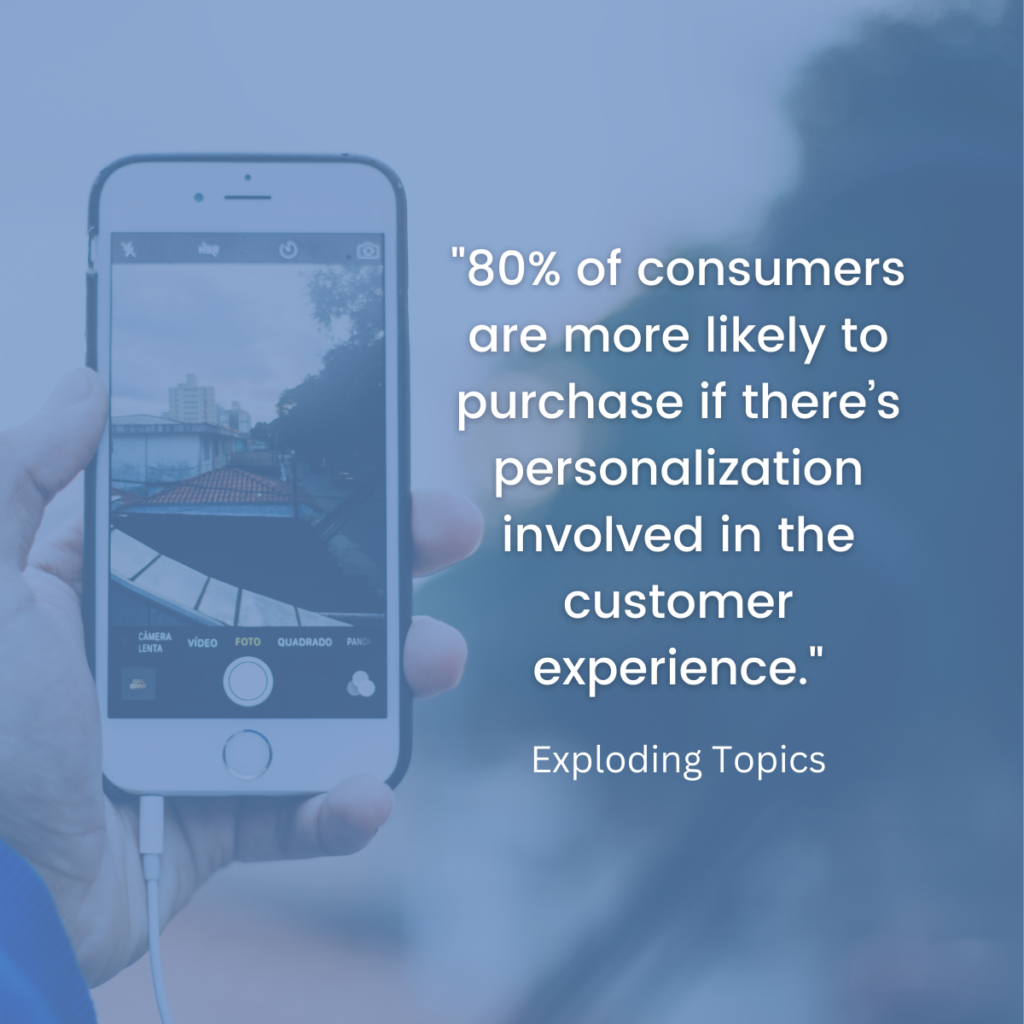 80% of consumers are more likely to purchase if there’s personalization involved in the customer experience. Quote
