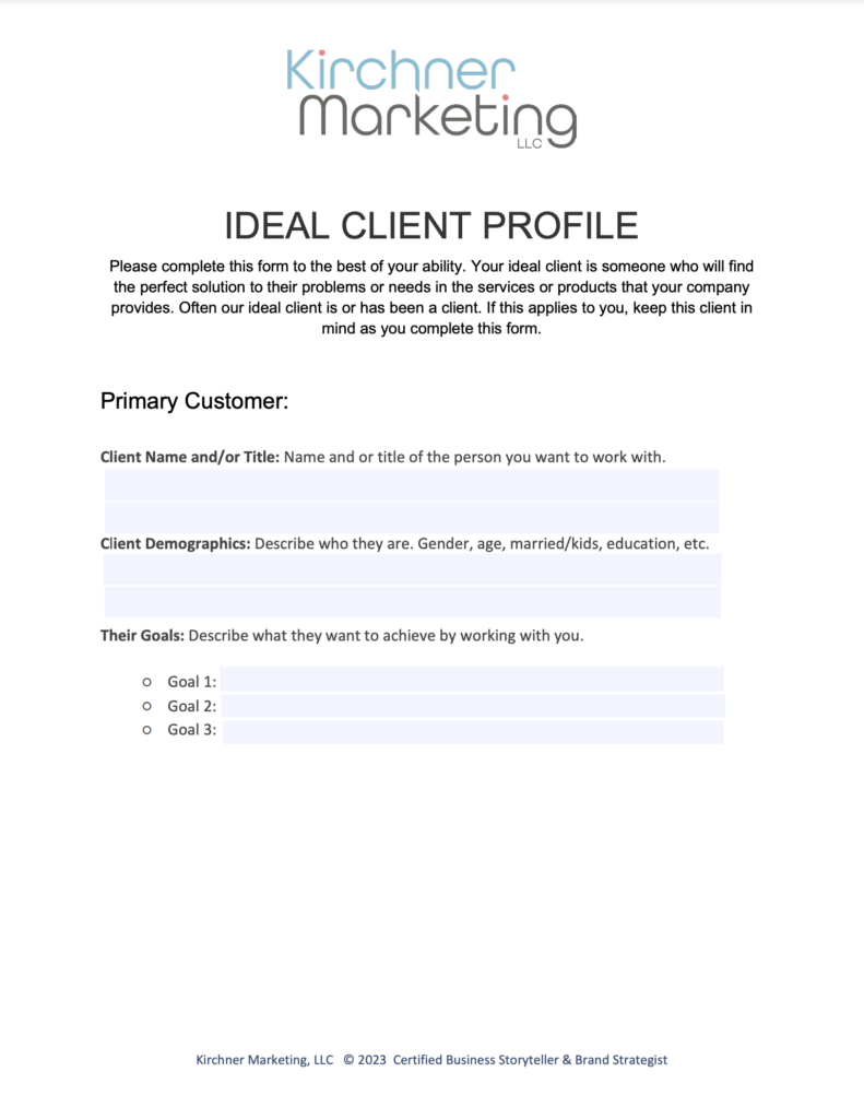 Ideal Client Profile Fillable