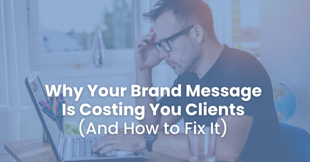 Service professional reviewing brand messaging strategy with Kirchner Marketing